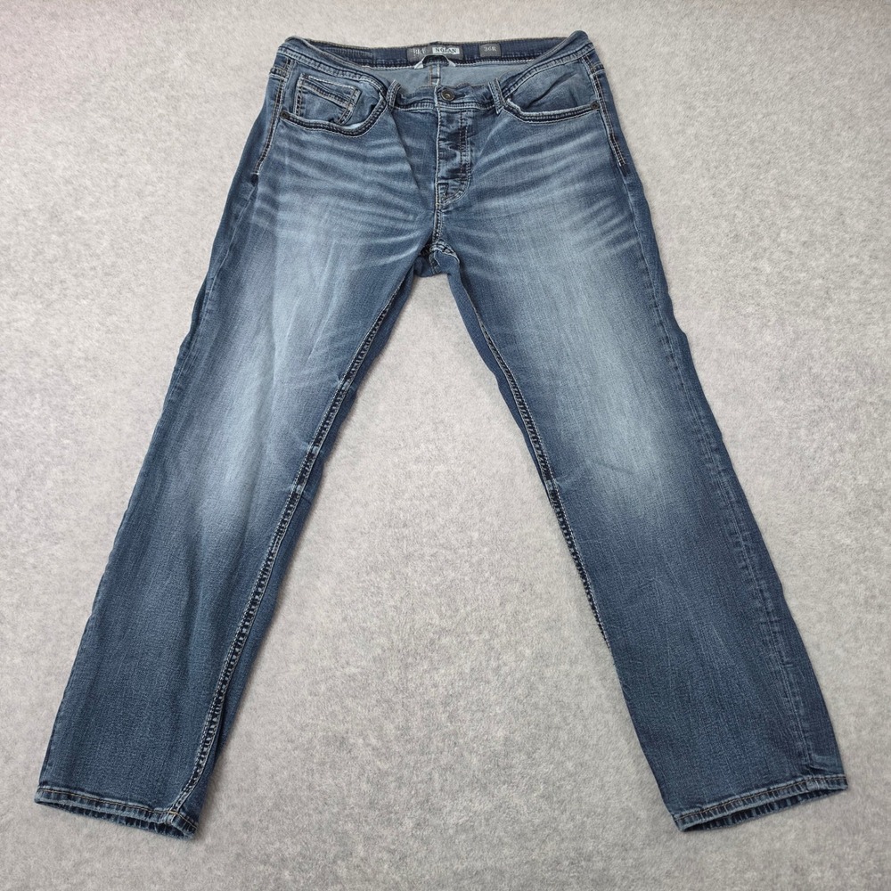 BKE Nolan Straight Leg Jeans Mens 36R Medium Wash Stretch Denim Button Fly